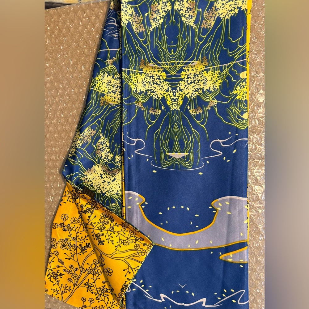Vibrant Blue and Yellow Scarf With Two Different Sides NWOT